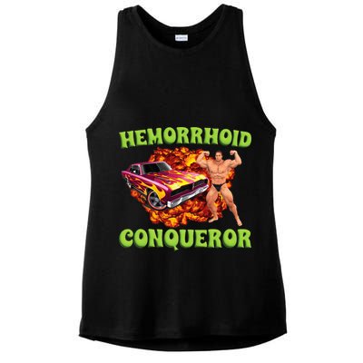 Hemorrhoid Conqueror Meme Weird Offensive Cringe Joke Ladies PosiCharge Tri-Blend Wicking Tank