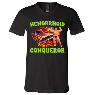Hemorrhoid Conqueror Meme Weird Offensive Cringe Joke V-Neck T-Shirt