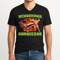 Hemorrhoid Conqueror Meme Weird Offensive Cringe Joke V-Neck T-Shirt