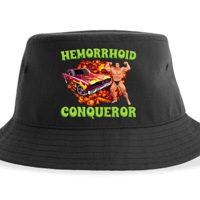 Hemorrhoid Conqueror Meme Weird Offensive Cringe Joke Sustainable Bucket Hat