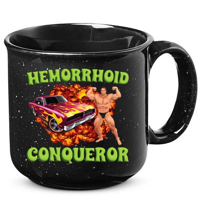 Hemorrhoid Conqueror Meme Weird Offensive Cringe Joke 15oz Campfire Ceramic Mug