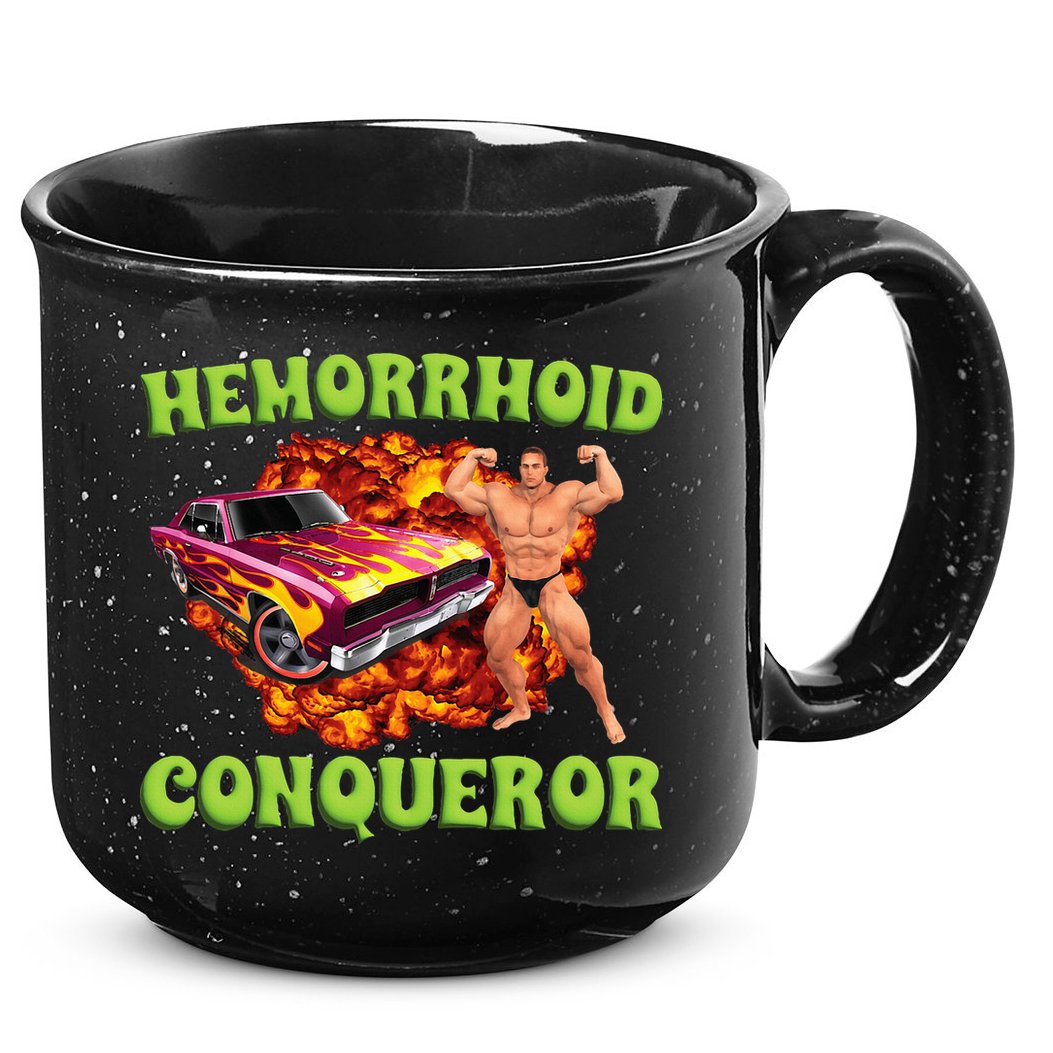 Hemorrhoid Conqueror Meme Weird Offensive Cringe Joke 15oz Campfire Ceramic Mug