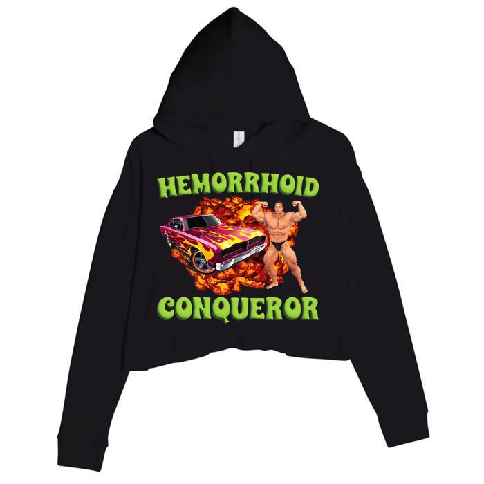 Hemorrhoid Conqueror Meme Weird Offensive Cringe Joke Crop Fleece Hoodie