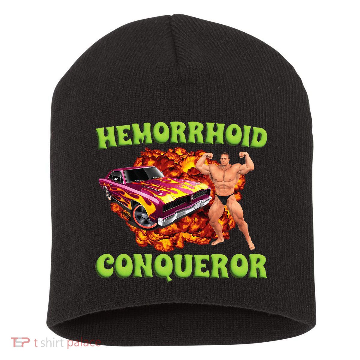 Hemorrhoid Conqueror Meme Weird Offensive Cringe Joke Short Acrylic Beanie