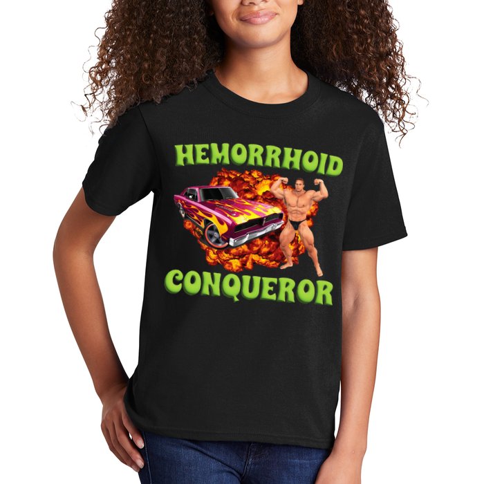 Hemorrhoid Conqueror Meme Weird Offensive Cringe Joke Kids T-Shirt