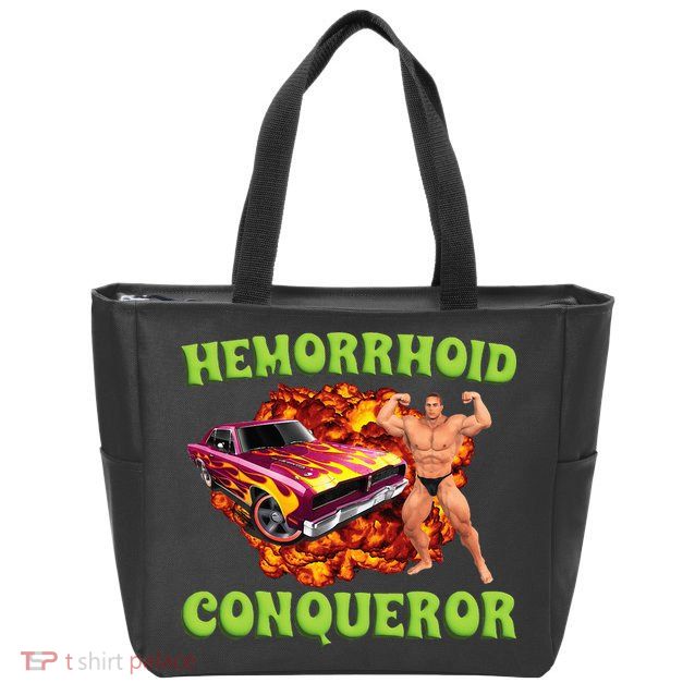 Hemorrhoid Conqueror Meme Weird Offensive Cringe Joke Zip Tote Bag