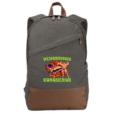 Hemorrhoid Conqueror Meme Weird Offensive Cringe Joke Cotton Canvas Backpack