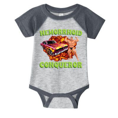 Hemorrhoid Conqueror Meme Weird Offensive Cringe Joke Infant Baby Jersey Bodysuit