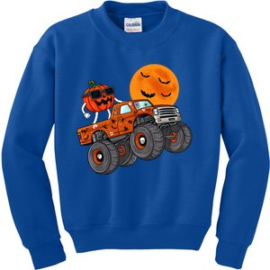 Halloween Costume Monster Truck Pumpkin With Moon Bat Scary Gift Kids Sweatshirt