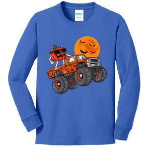 Halloween Costume Monster Truck Pumpkin With Moon Bat Scary Gift Kids Long Sleeve Shirt