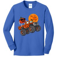 Halloween Costume Monster Truck Pumpkin With Moon Bat Scary Gift Kids Long Sleeve Shirt