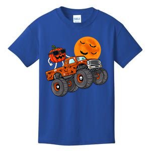 Halloween Costume Monster Truck Pumpkin With Moon Bat Scary Gift Kids T-Shirt