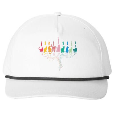 Hanukkah Cat Menorah Meowzel Hanukat Jewish Chanukah Snapback Five-Panel Rope Hat