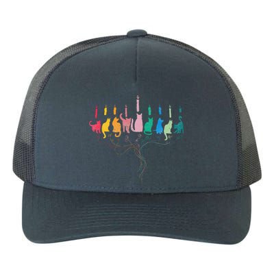 Hanukkah Cat Menorah Meowzel Hanukat Jewish Chanukah Yupoong Adult 5-Panel Trucker Hat