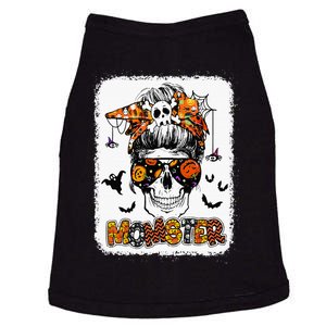 Halloween Costume Momster Skull with Messy Hair Bun Doggie Tank