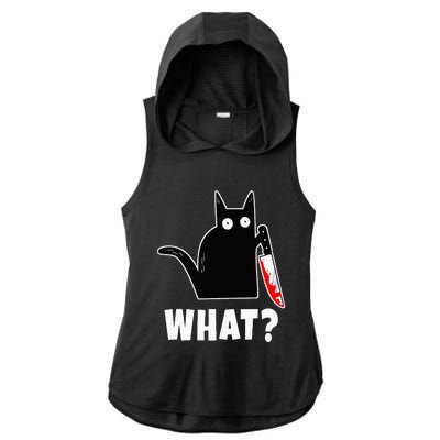 Halloween Costume Murderous Cat Bloody Knife Ladies PosiCharge Tri-Blend Wicking Draft Hoodie Tank