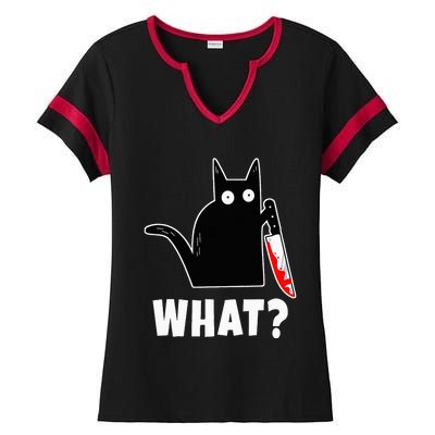 Halloween Costume Murderous Cat Bloody Knife Ladies Halftime Notch Neck Tee