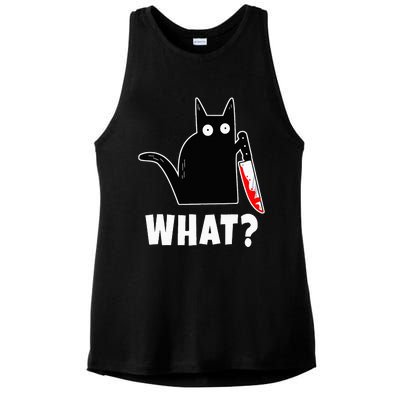 Halloween Costume Murderous Cat Bloody Knife Ladies PosiCharge Tri-Blend Wicking Tank