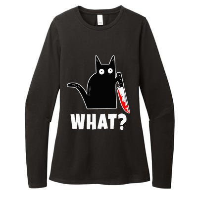 Halloween Costume Murderous Cat Bloody Knife Womens CVC Long Sleeve Shirt