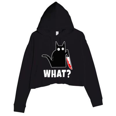 Halloween Costume Murderous Cat Bloody Knife Crop Fleece Hoodie