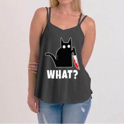 Halloween Costume Murderous Cat Bloody Knife Women's Strappy Tank