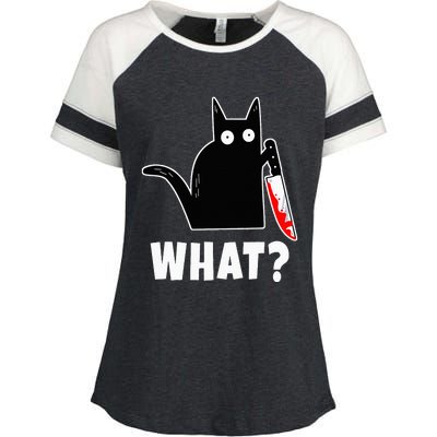 Halloween Costume Murderous Cat Bloody Knife Enza Ladies Jersey Colorblock Tee