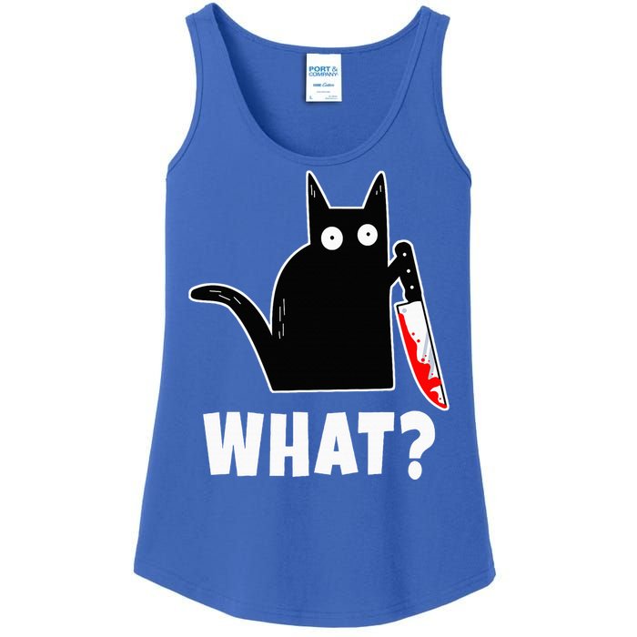 Halloween Costume Murderous Cat Bloody Knife Ladies Essential Tank