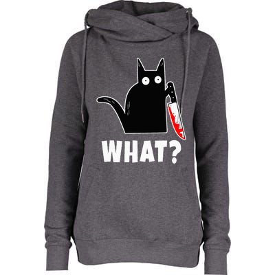 Halloween Costume Murderous Cat Bloody Knife Womens Funnel Neck Pullover Hood