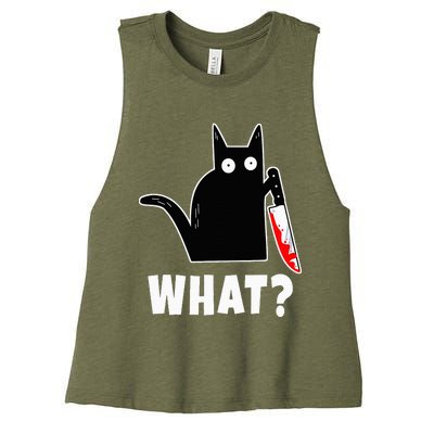 Halloween Costume Murderous Cat Bloody Knife Women's Racerback Cropped Tank