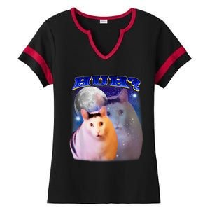 Huh Cat Meme Ladies Halftime Notch Neck Tee