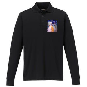 Huh Cat Meme Performance Long Sleeve Polo