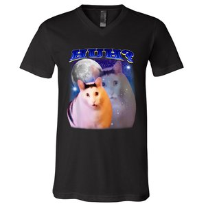 Huh Cat Meme V-Neck T-Shirt