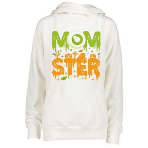 Halloween Costume Momster Spooky Halloween Womens Funnel Neck Pullover Hood