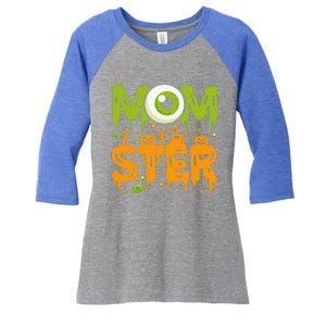 Halloween Costume Momster Spooky Halloween Women's Tri-Blend 3/4-Sleeve Raglan Shirt