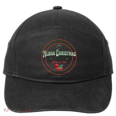 Hawaii Christmas Mele Kalikimaka Aloha Ohana Hawaiian 7-Panel Snapback Hat