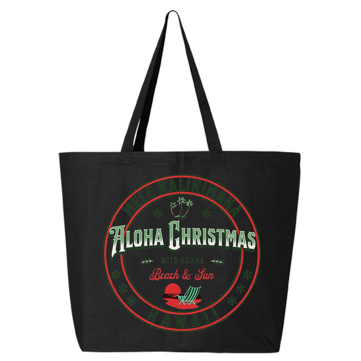 Hawaii Christmas Mele Kalikimaka Aloha Ohana Hawaiian 25L Jumbo Tote