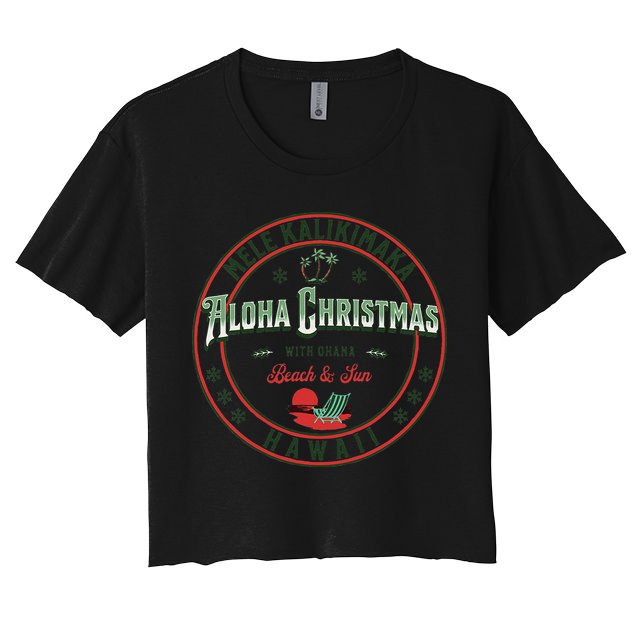 Hawaii Christmas Mele Kalikimaka Aloha Ohana Hawaiian Crop Top