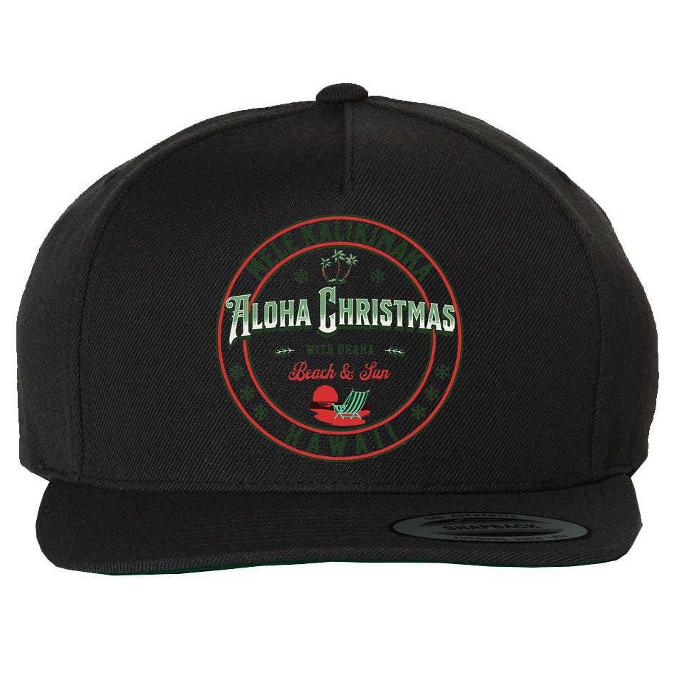Hawaii Christmas Mele Kalikimaka Aloha Ohana Hawaiian Wool Snapback Cap