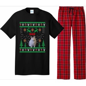 Huh! Cat Meme Popular Internet Meme Cat Day Christmas Gift Pajama Set