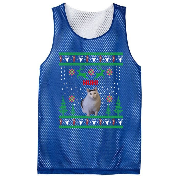 Huh! Cat Meme Popular Internet Meme Cat Day Christmas Gift Mesh Reversible Basketball Jersey Tank