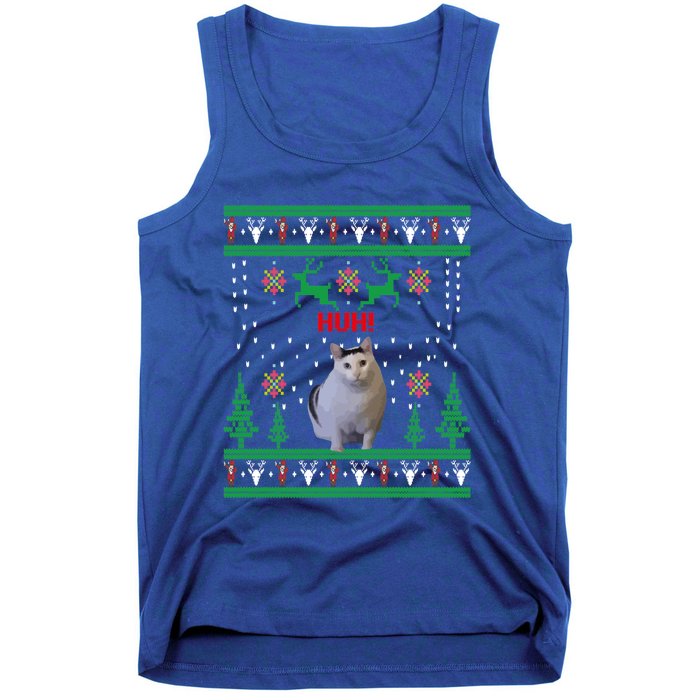 Huh! Cat Meme Popular Internet Meme Cat Day Christmas Gift Tank Top