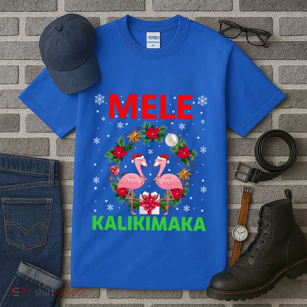 Hawaiian Christmas Mele Kalikimaka Flamingo Christmas Gift Tall T-Shirt