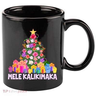 Hawaiian Christmas Mele Kalikimaka Tropical Flower Tree 11oz C Handle Ceramic Mug