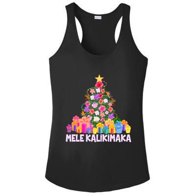 Hawaiian Christmas Mele Kalikimaka Tropical Flower Tree Ladies PosiCharge Competitor Racerback Tank