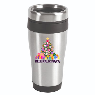 Hawaiian Christmas Mele Kalikimaka Tropical Flower Tree 16oz Travel Tumbler