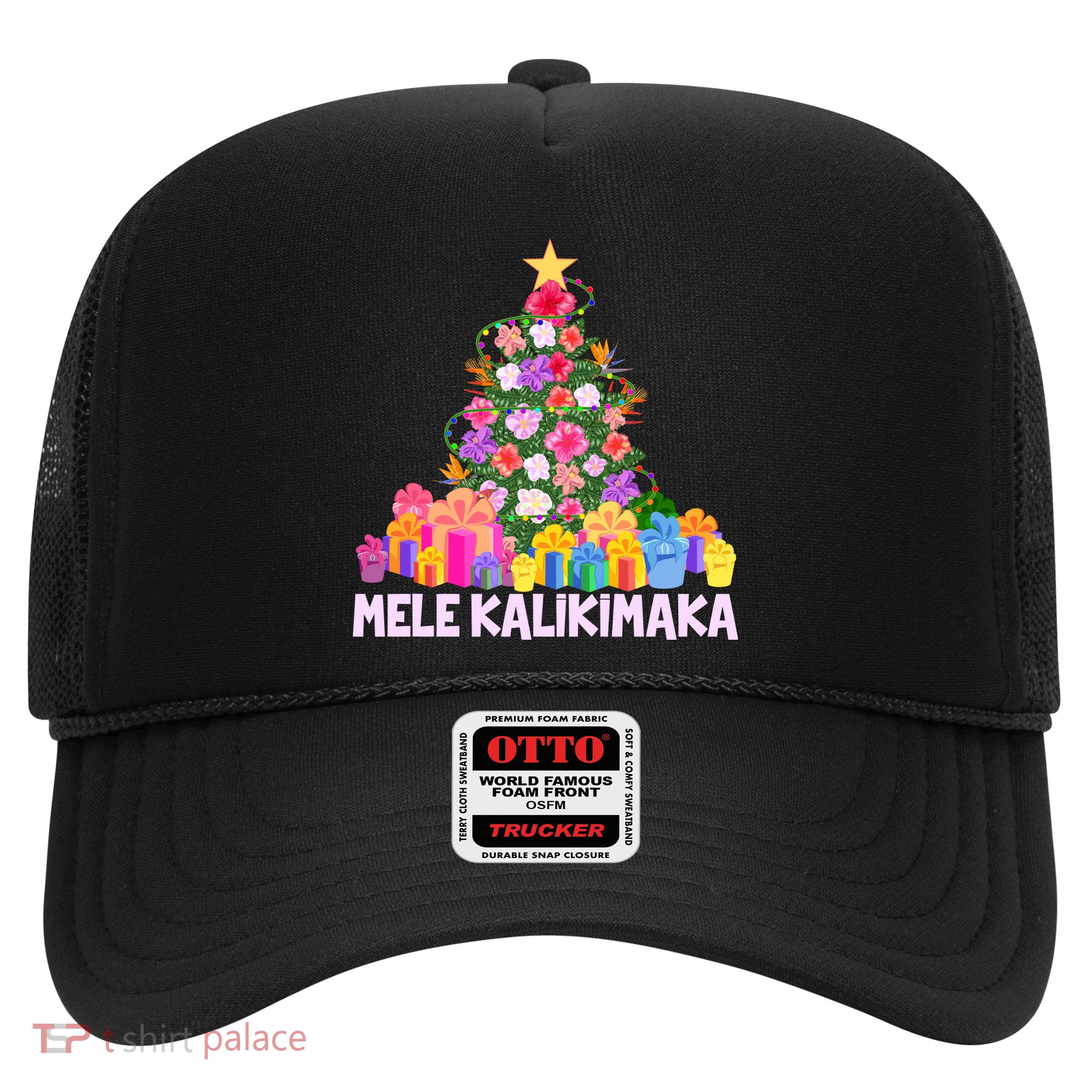 Hawaiian Christmas Mele Kalikimaka Tropical Flower Tree Trucker Hat