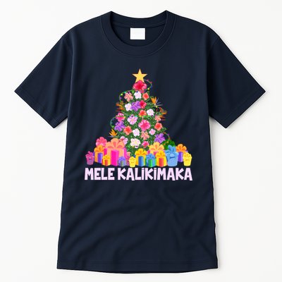 Hawaiian Christmas Mele Kalikimaka Tropical Flower Tree Tall T-Shirt