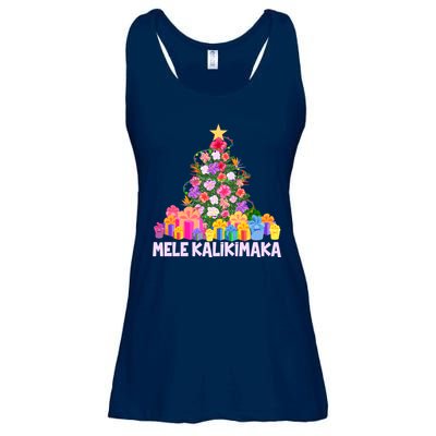 Hawaiian Christmas Mele Kalikimaka Tropical Flower Tree Ladies Essential Flowy Tank