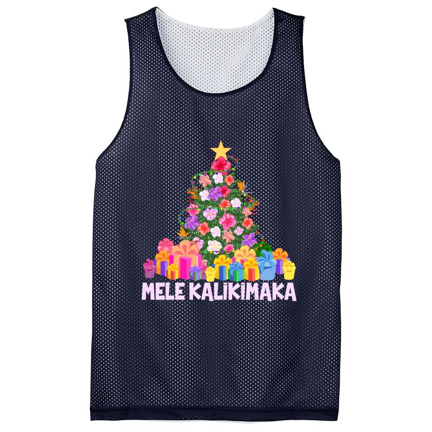 Hawaiian Christmas Mele Kalikimaka Tropical Flower Tree Mesh Reversible Basketball Jersey Tank
