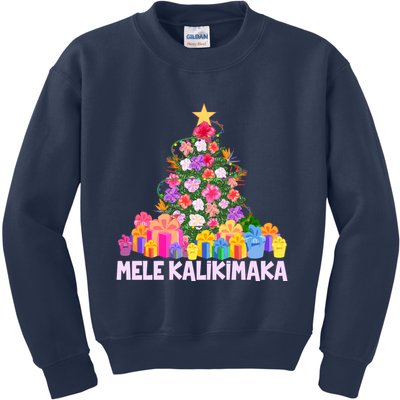 Hawaiian Christmas Mele Kalikimaka Tropical Flower Tree Kids Sweatshirt